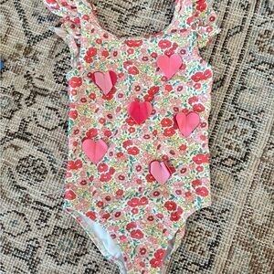 Mini Boden flutter sleeve Colorful Floral Swimsuit